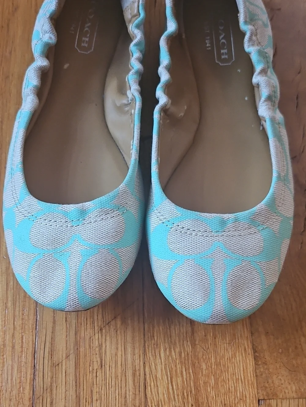 Coach Women's Mint Green Signature Ballet Flats